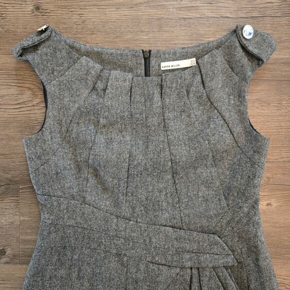 Karen Millen Boat Neck Sleeveless Mini Dress Pepper Grey Size 10 - Picture 4 of 12